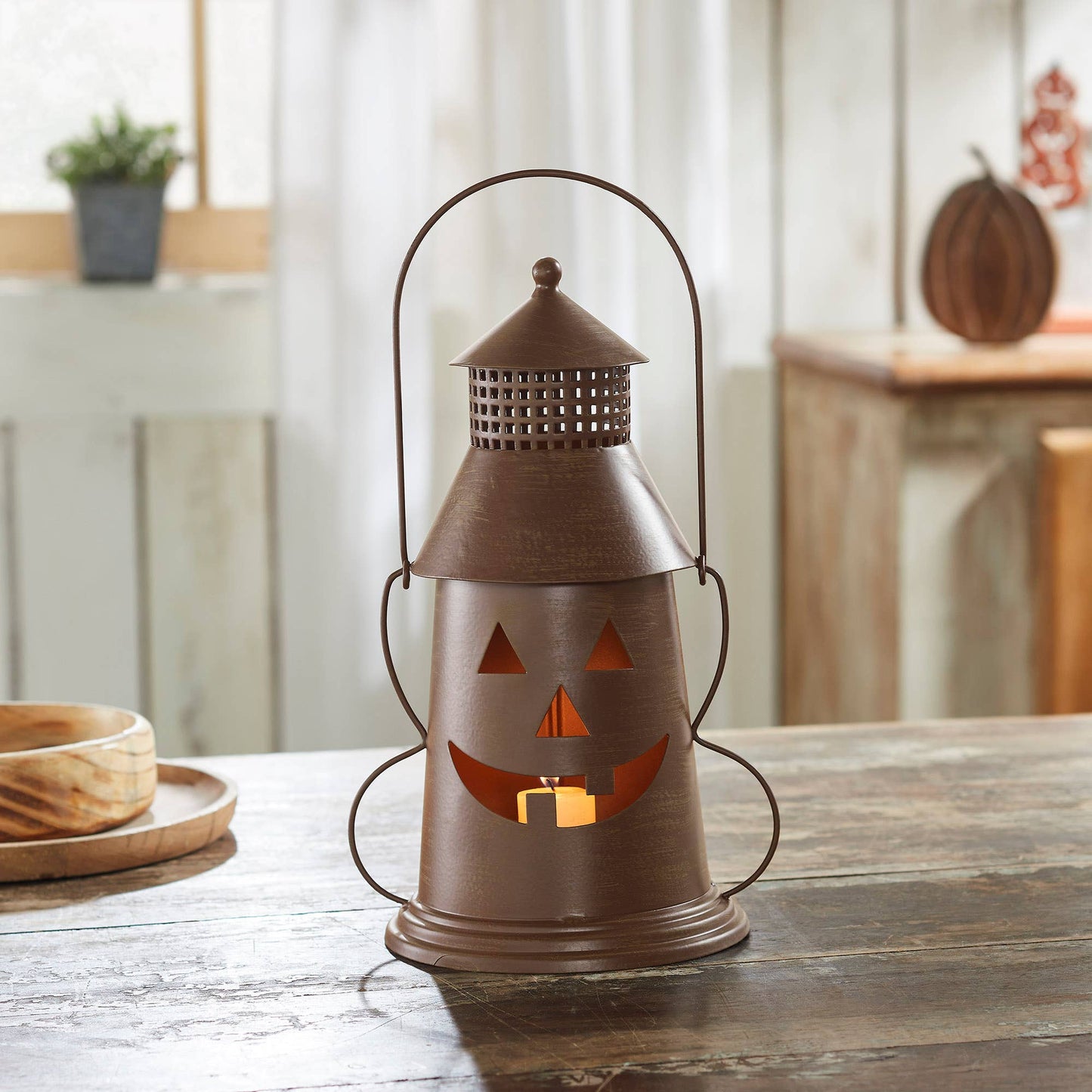 Halloween Bronze Metal Lantern Candle Holder