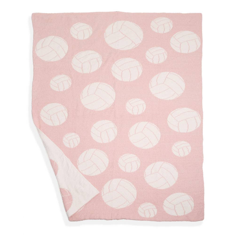 Pink Volleyball Throw Reversible Blanket