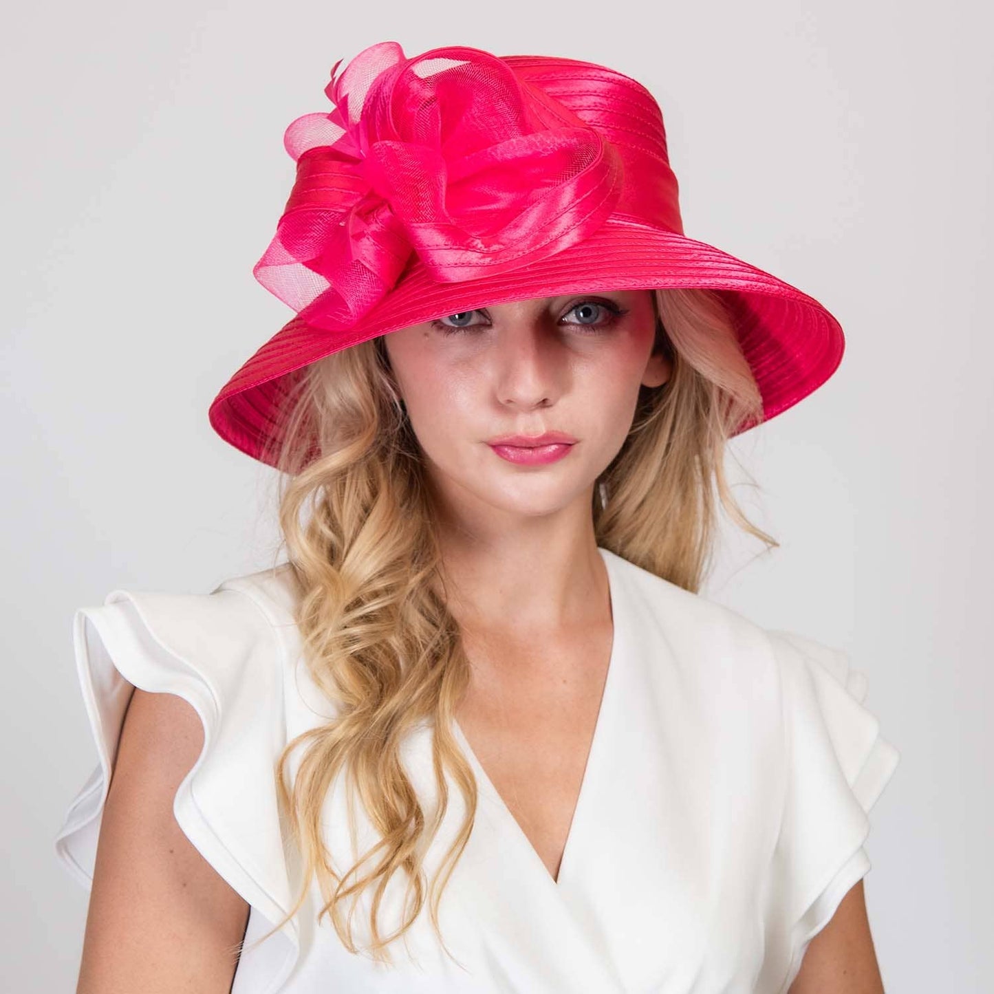Down Brim Floral Dressy Braid Hat