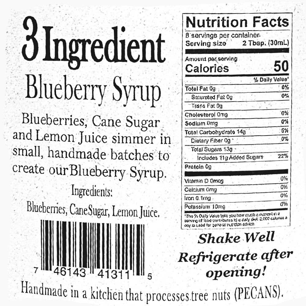 Blueberry Syrup, Non-GMO, 8 Fl. Ounce Bottle