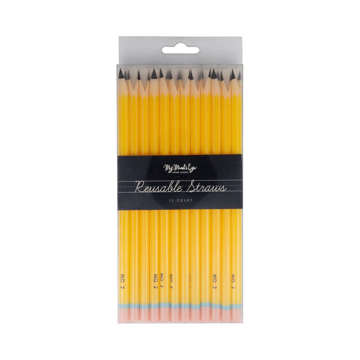 Pencil Reusable Straws 12 count
