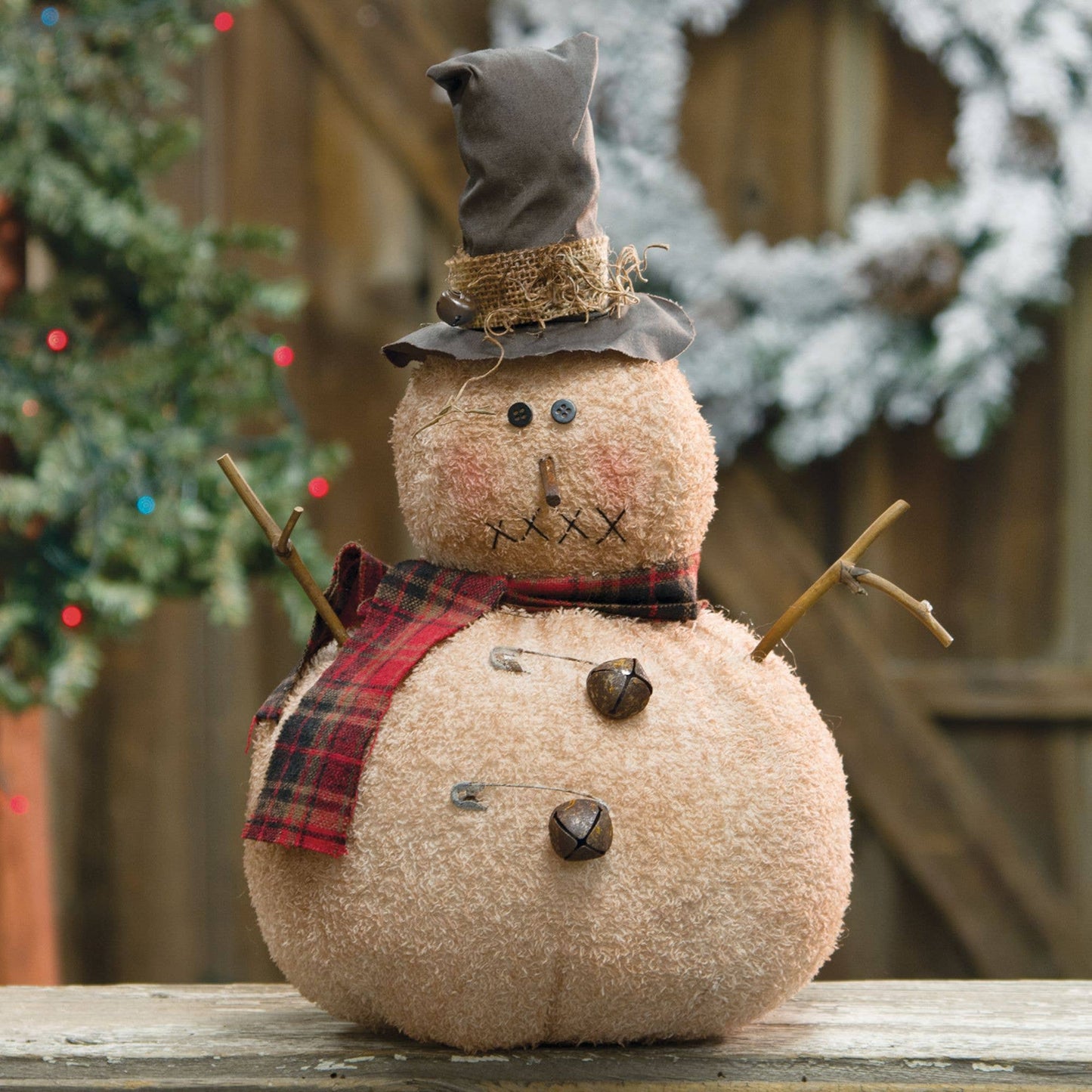 Jingle Bell Snowman Plush Tabletop Decor