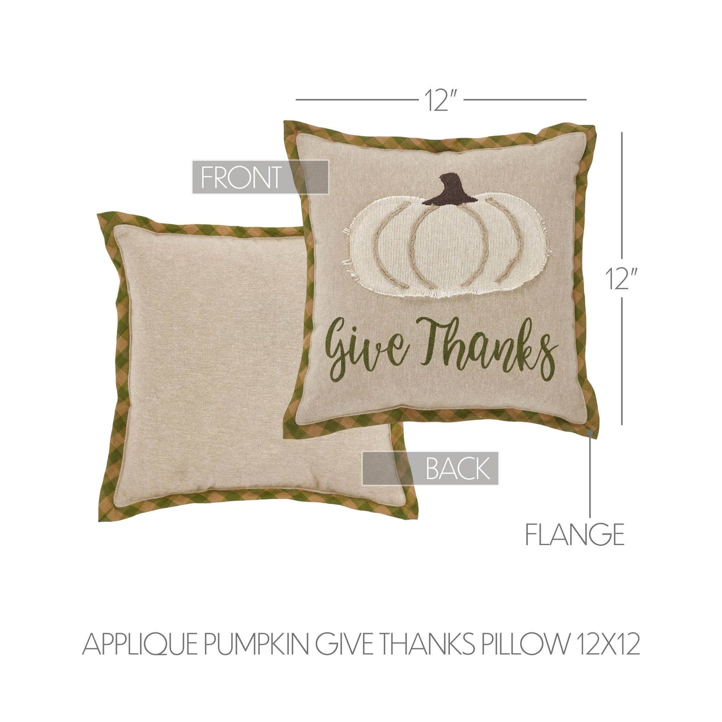 Fall Thanksgiving Harvest Applique Pumpkin Give Thanks Decorative Throw Pillow