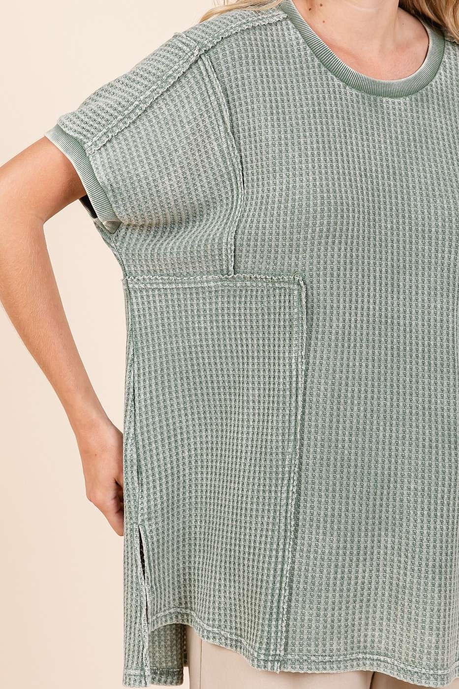 Green Waffle Knit Shirt