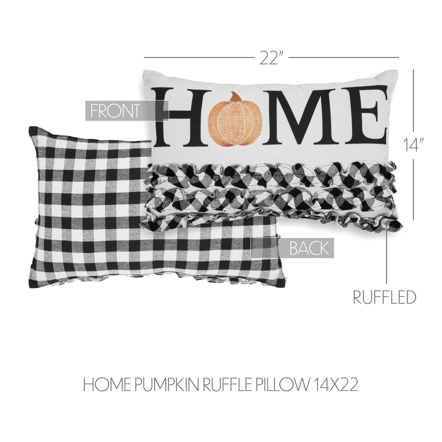 Check Pumpkin Ruffle Accent Pillow