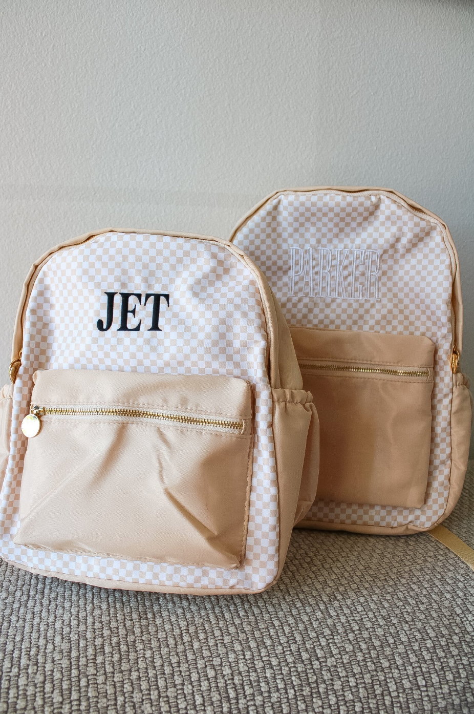 Mini Tan Checkered Backpack