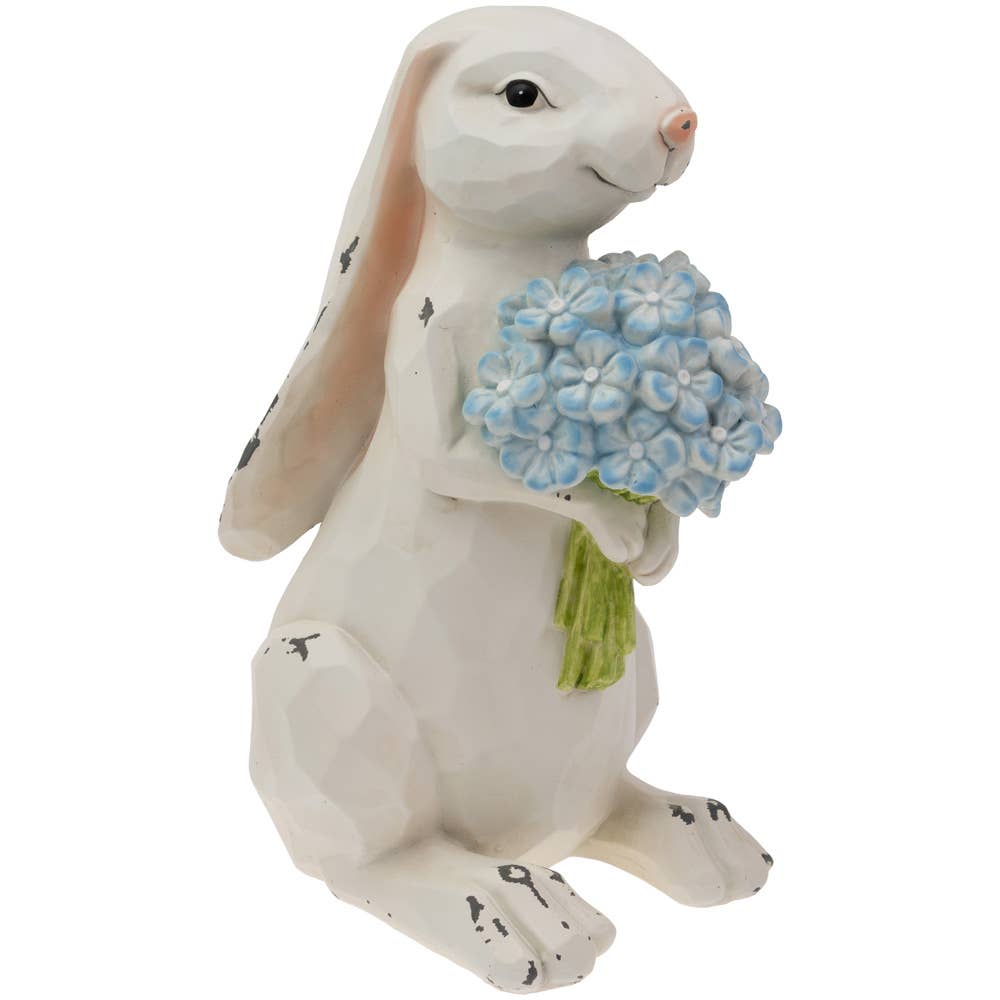 Nibbles Bunny With Blue Hydrangea Decor