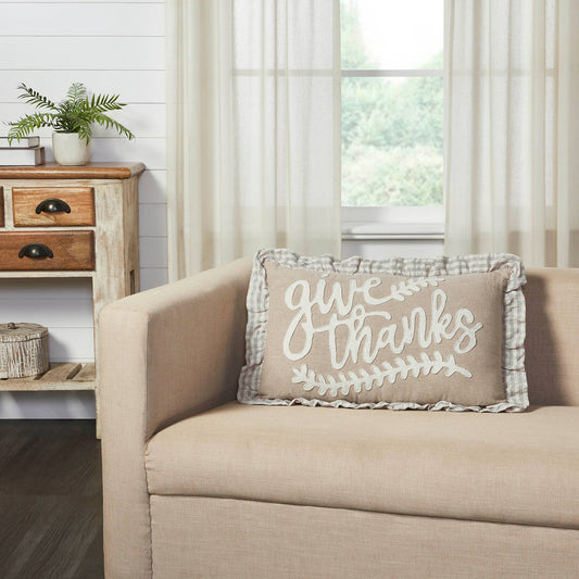 Grace Give Thanks Fall Thanksgiving Harvest Farmhouse Decorative Throw Pillow