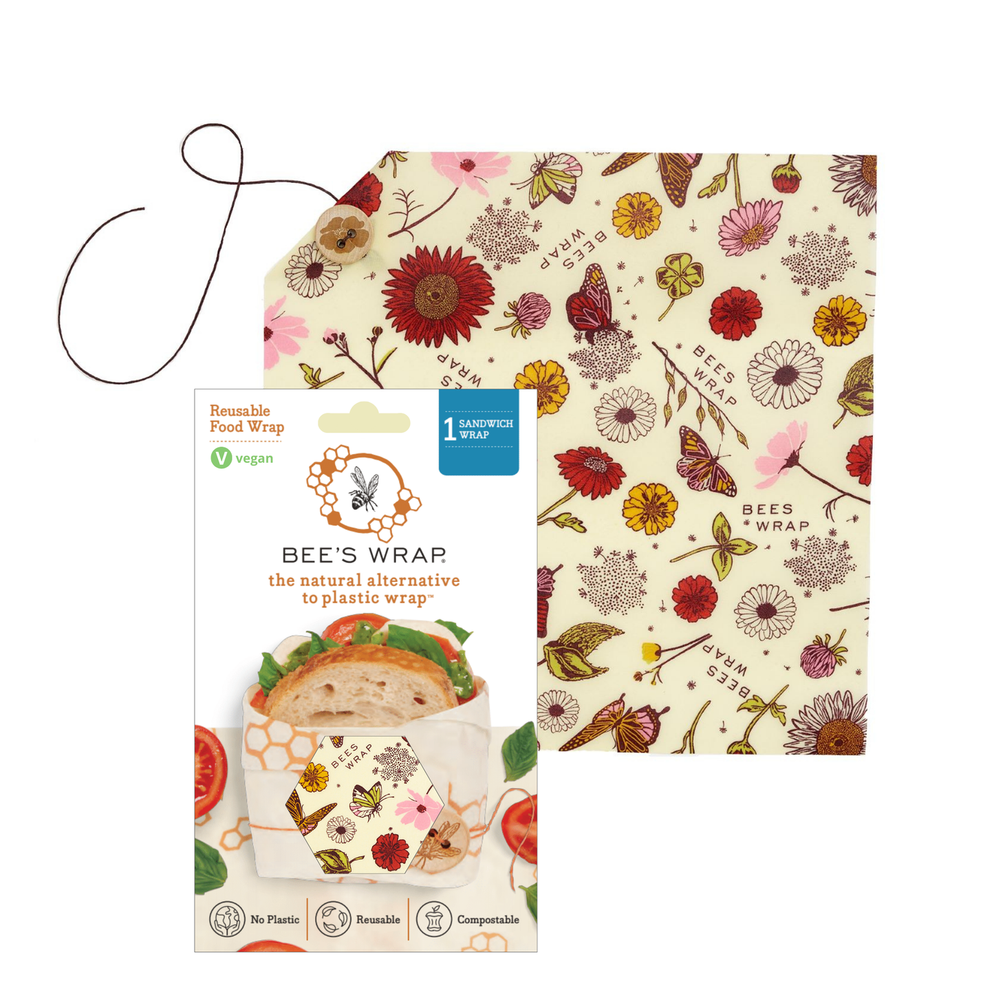 Meadow Print Plant-Based Wax Sandwich Wrap