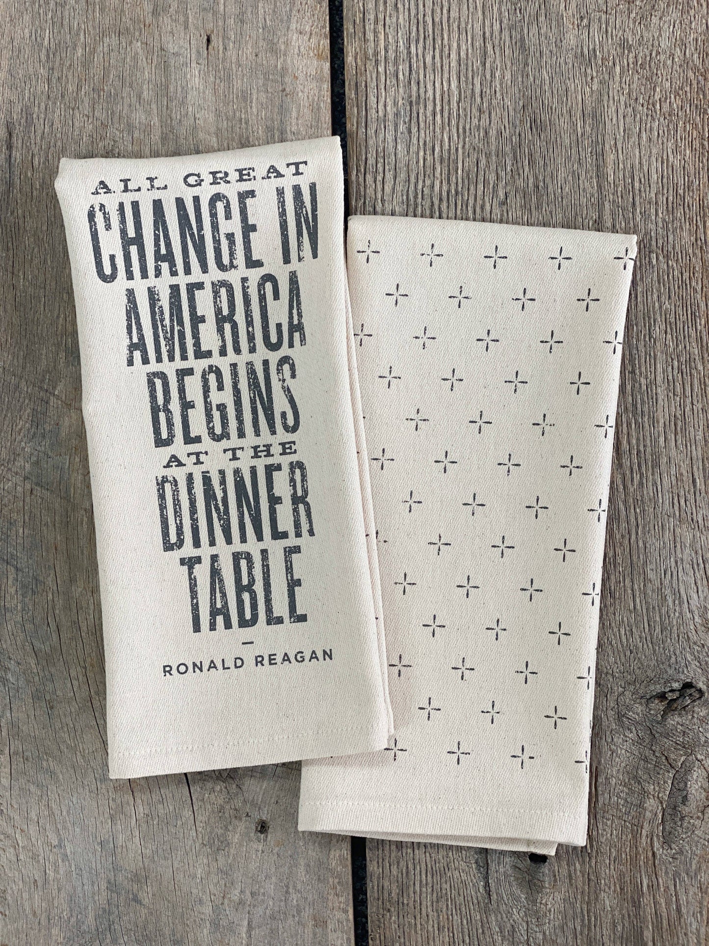 All Great Change Ronald Reagan Quote Kitchen Towel