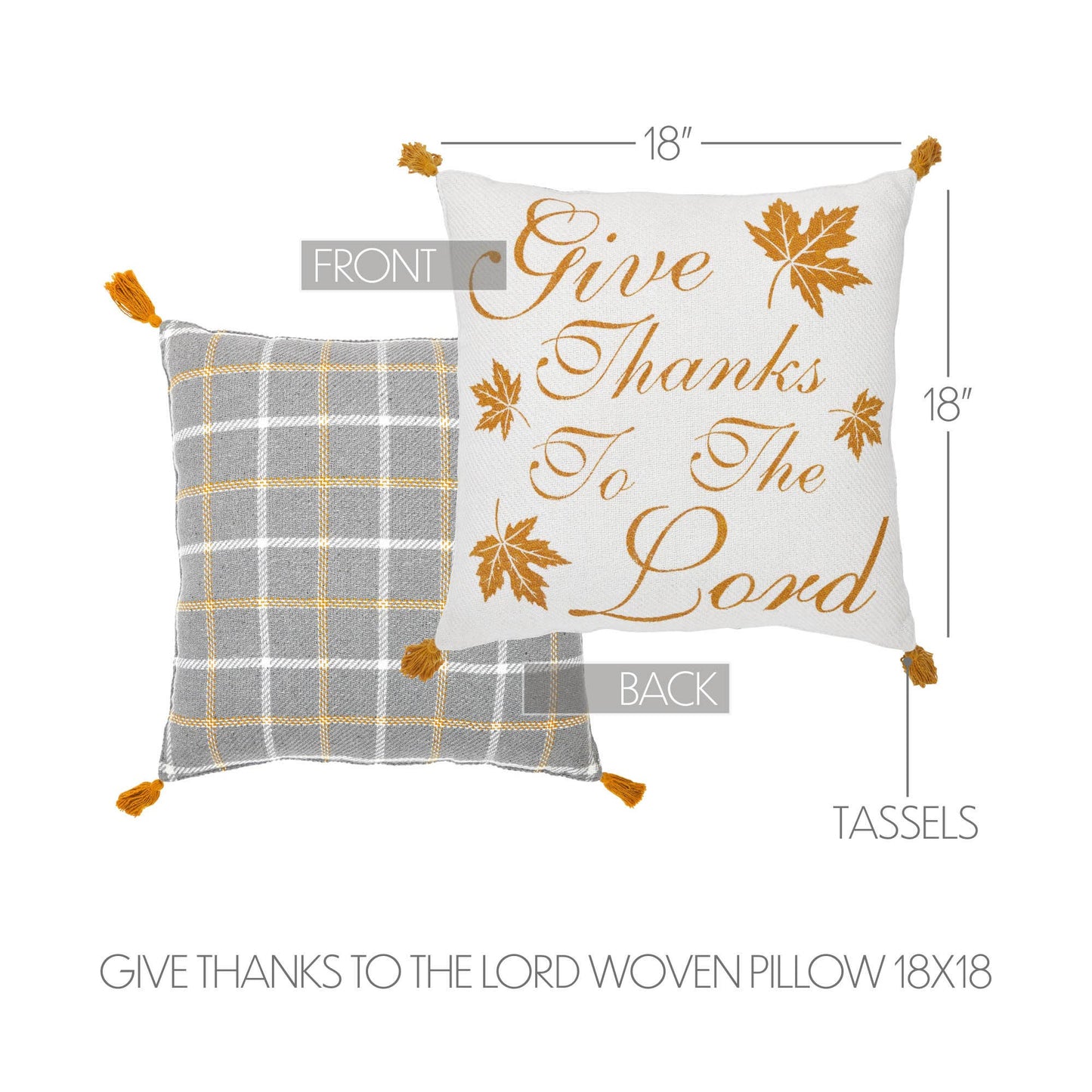 Harvest Blessings Give Thanks to the Lord Woven Fall Farmhouse Throw Pillow
