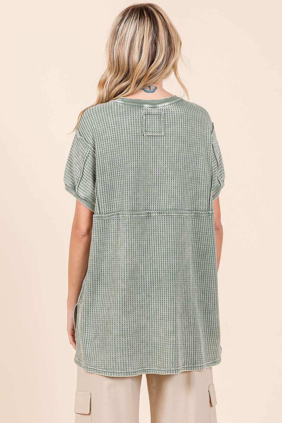 Green Waffle Knit Shirt