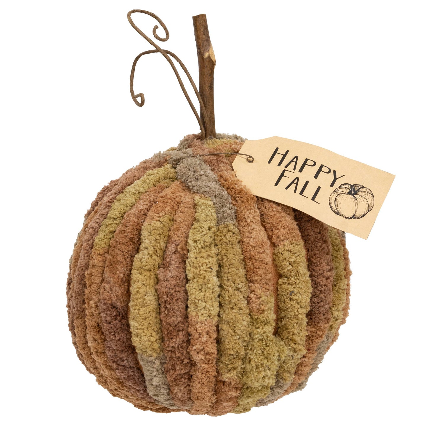 Harvest Chenille Happy Fall Pumpkin - 7.5" dia