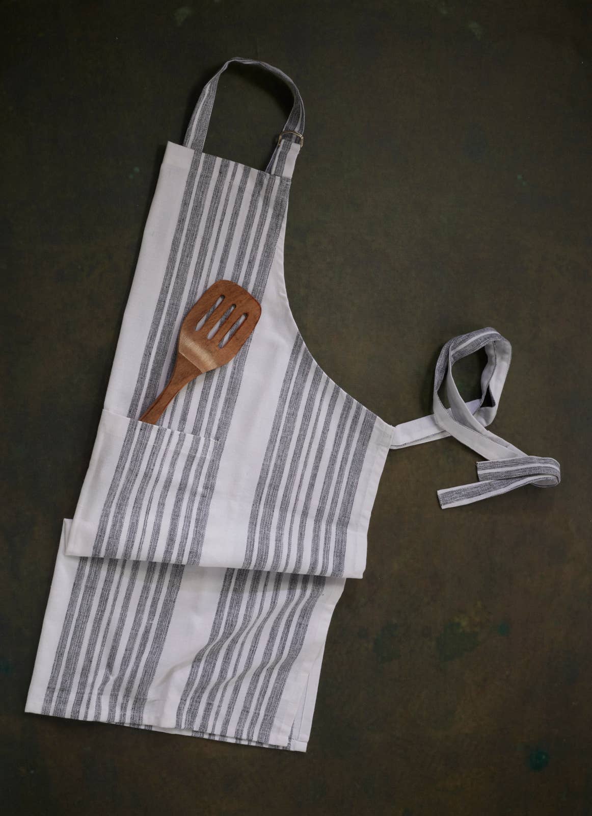 Cotton Kitchen Apron + Wood Spatula