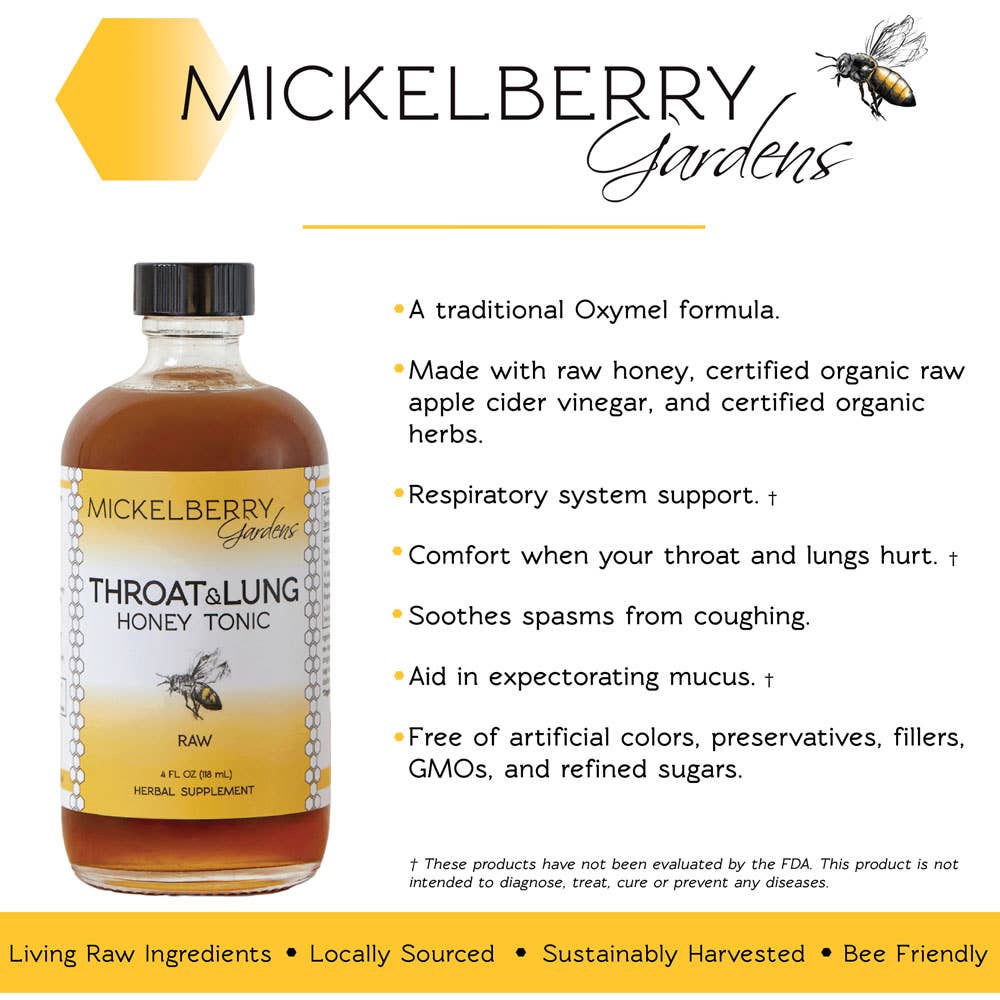 Throat and Lung Honey Tonic: 4oz