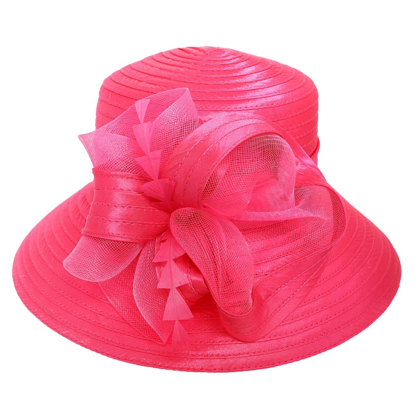 Down Brim Floral Dressy Braid Hat