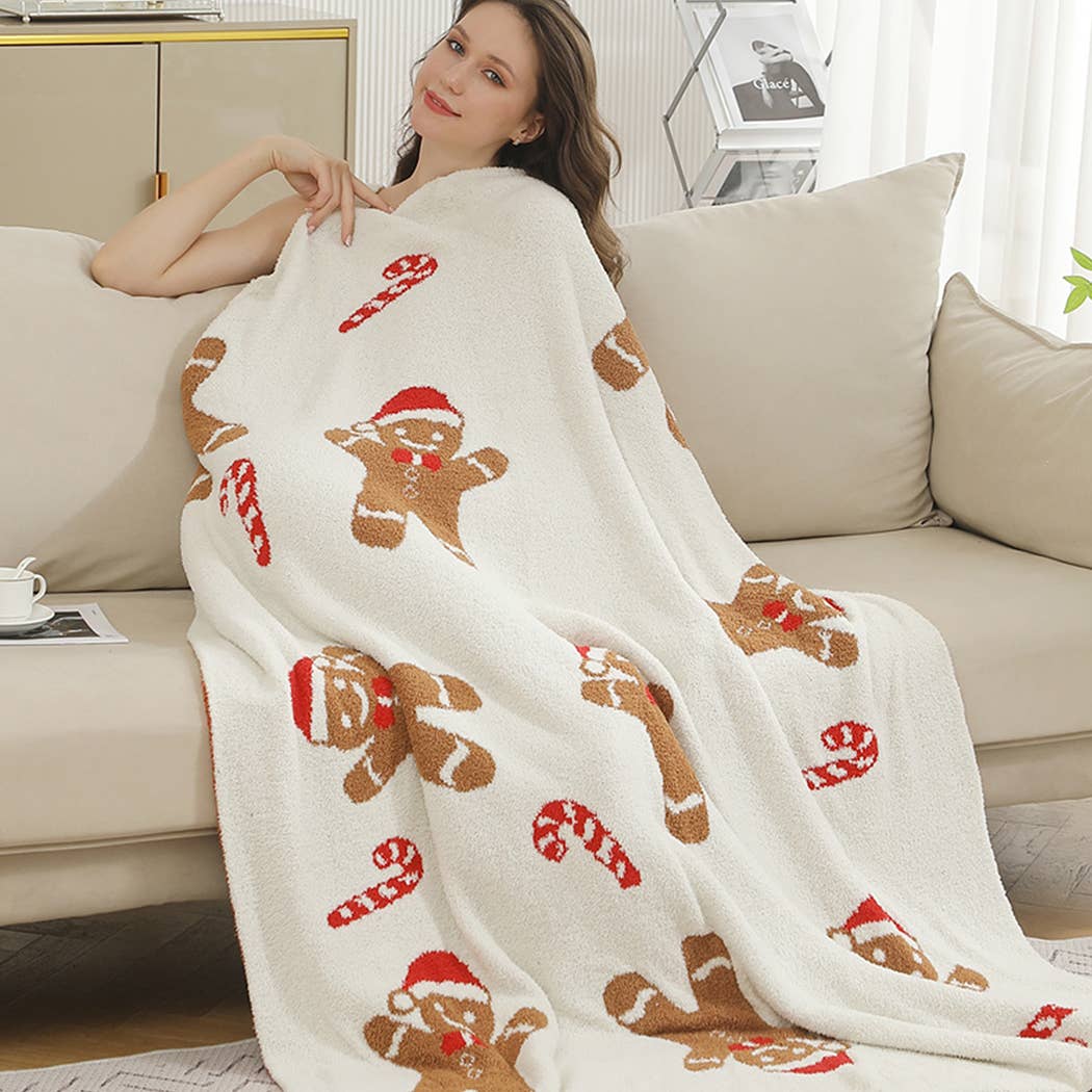 Christmas Gingerbread Cozy Soft Throw Blanket : GINGERBREAD / ONE SIZE