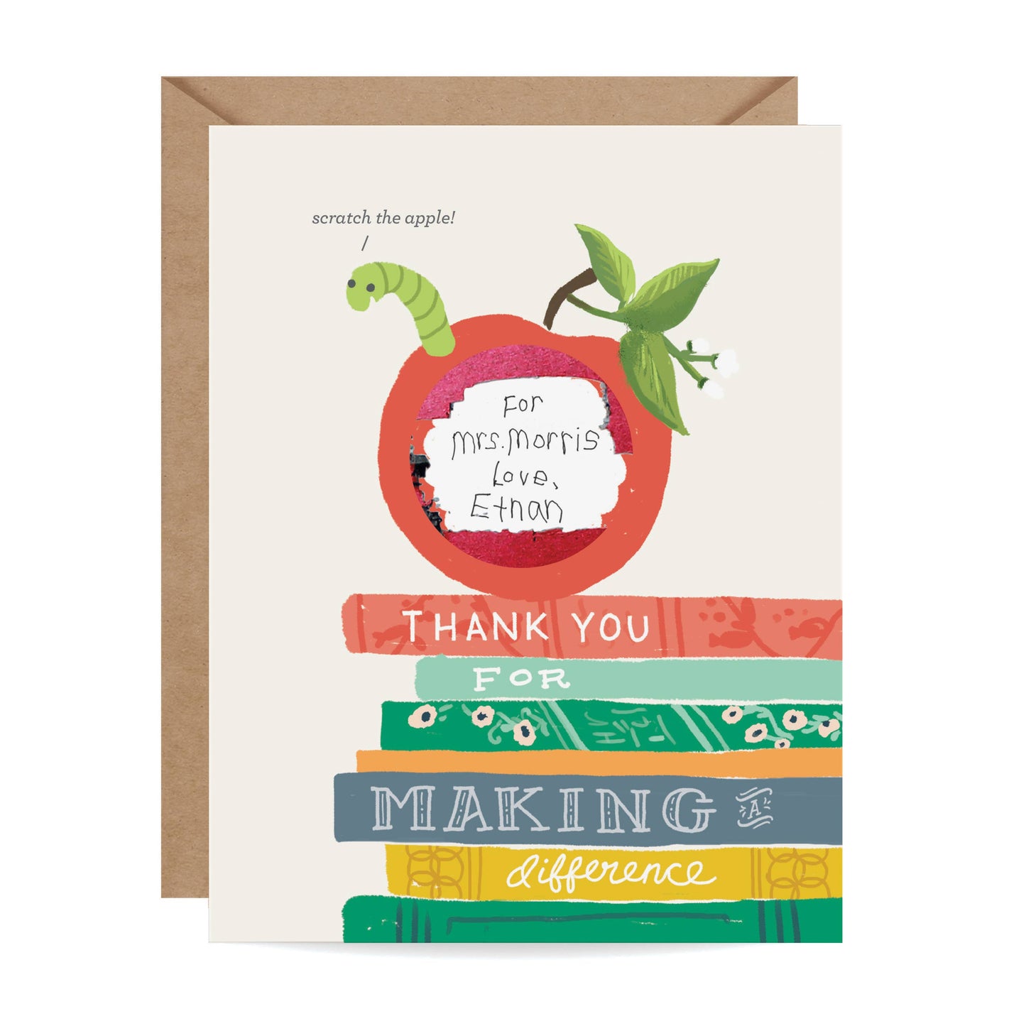 Scratch-off Bookworm Teacher Card