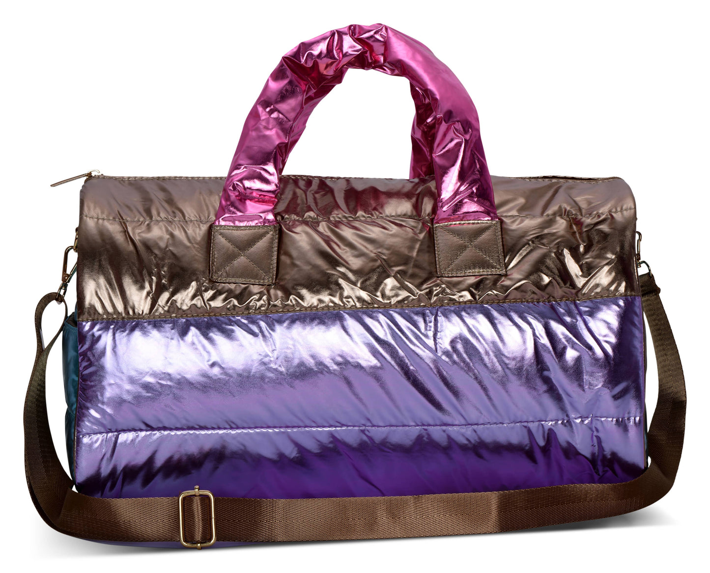 Icy Color Block Puffer Duffel Bag