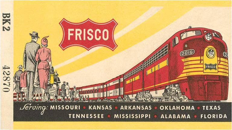 RR-107 Frisco Train Ticket - Vintage Image, Magnet
