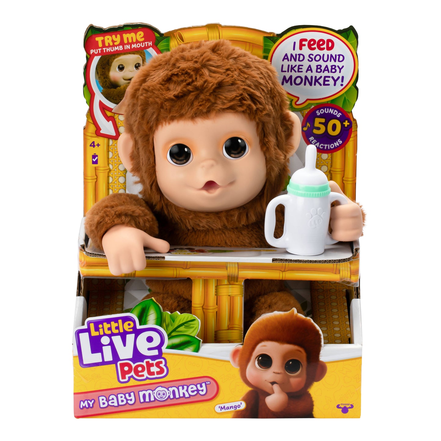 Moose Toys Little Live Pet My Baby Monkey Plush