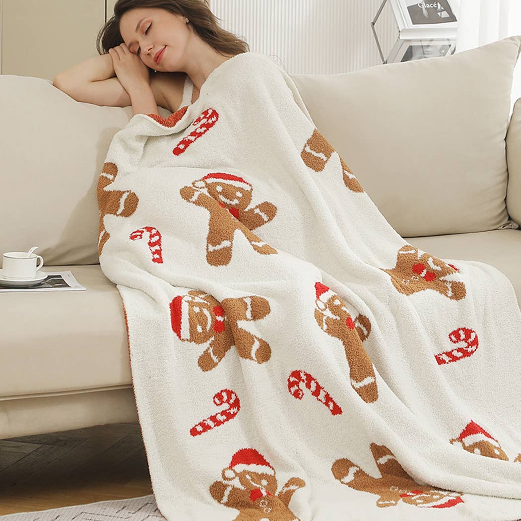 Christmas Gingerbread Cozy Soft Throw Blanket : GINGERBREAD / ONE SIZE