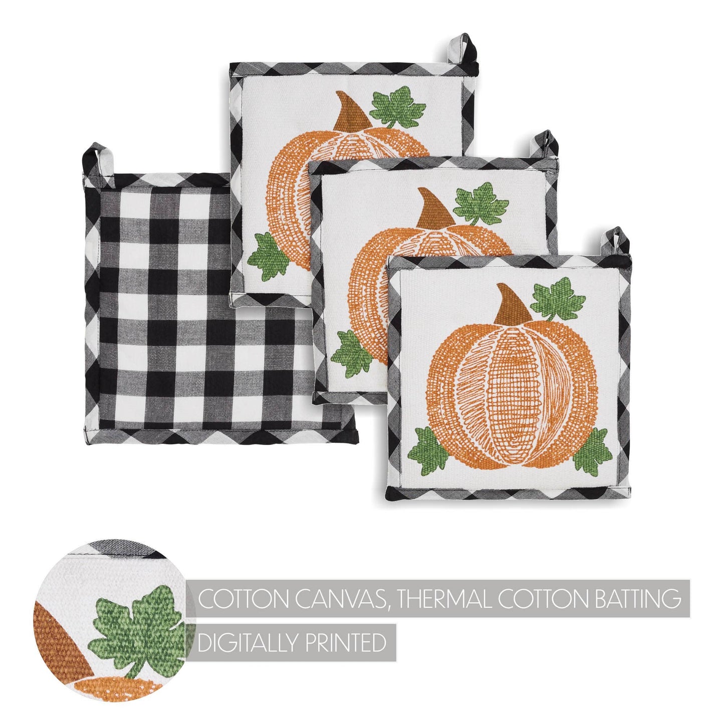 Check Pumpkin Quilted Cotton Trivet Hot