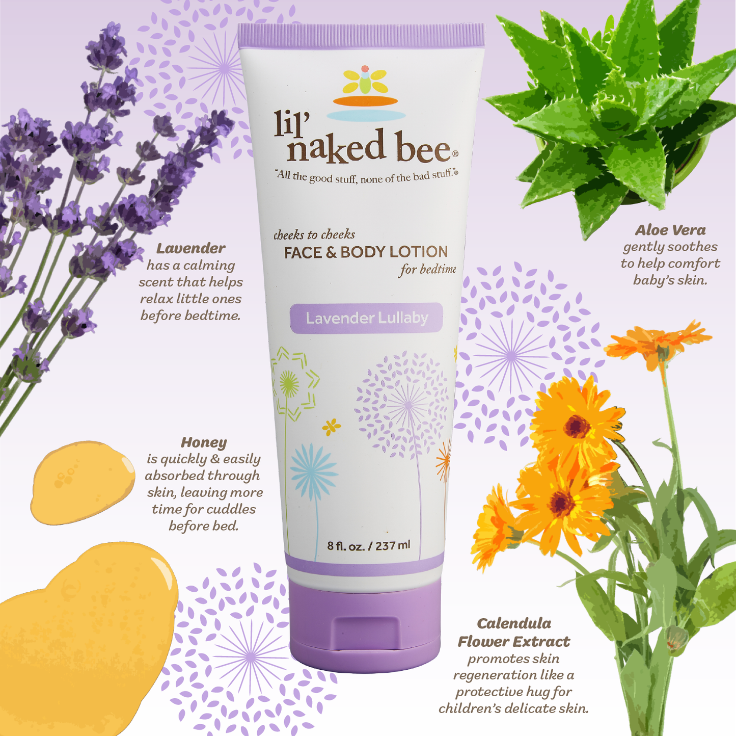 8 oz. Lavender Lullaby Cheeks to Cheeks Face & Body Lotion