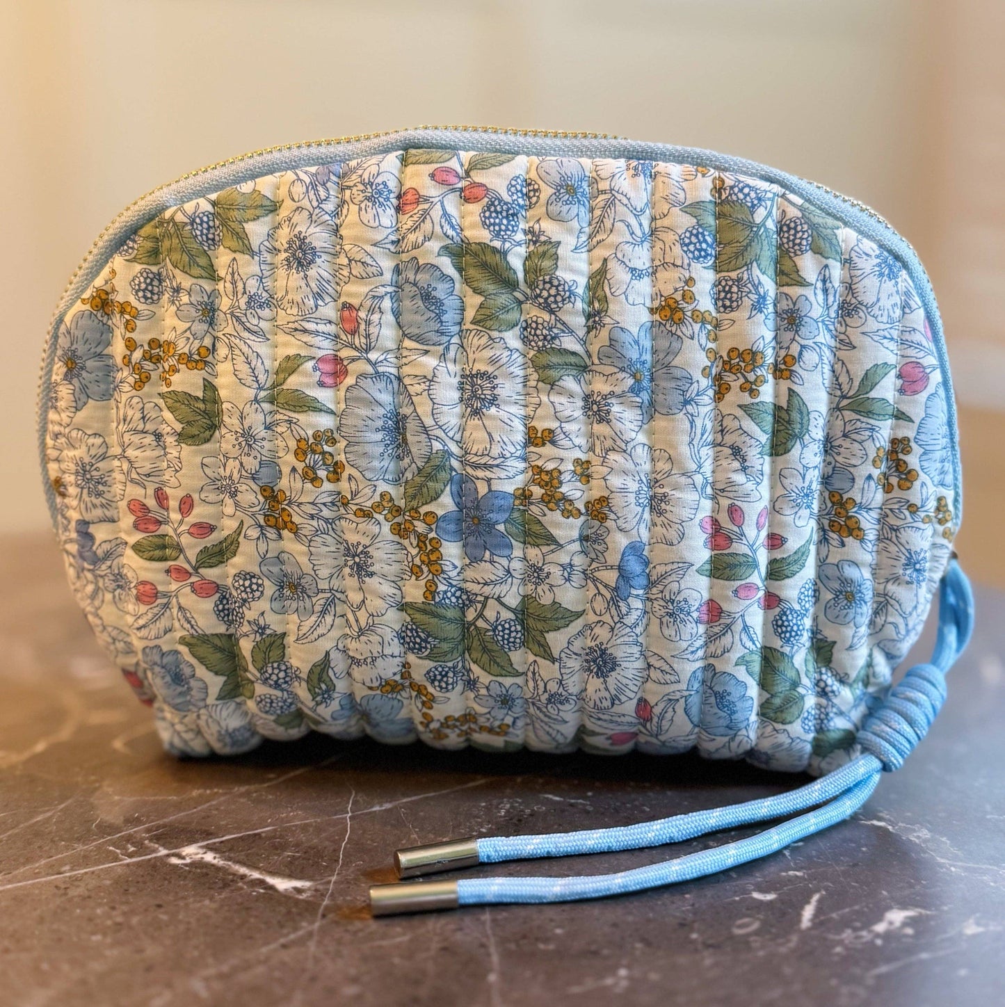 Vintage-Inspired Quilted Floral Cosmetic Case assorted