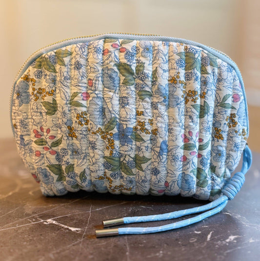 Vintage-Inspired Quilted Floral Cosmetic Case assorted