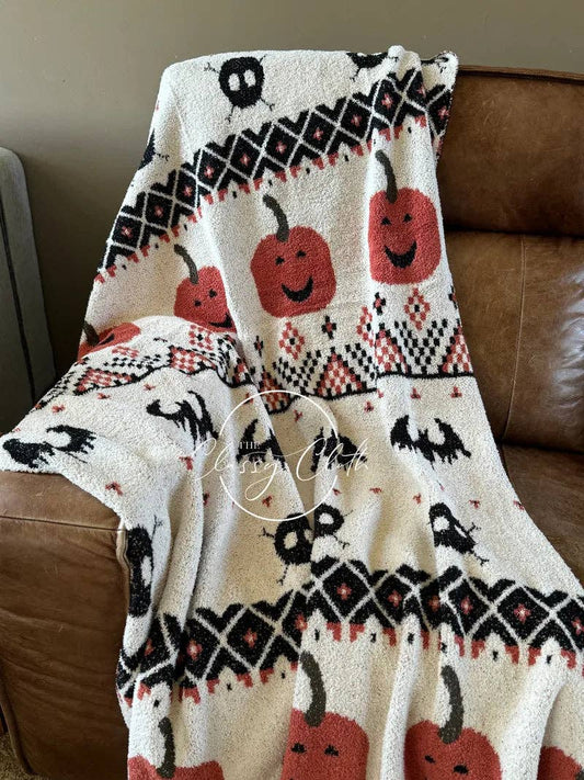 Halloween White Fair Isle Luxe Blanket