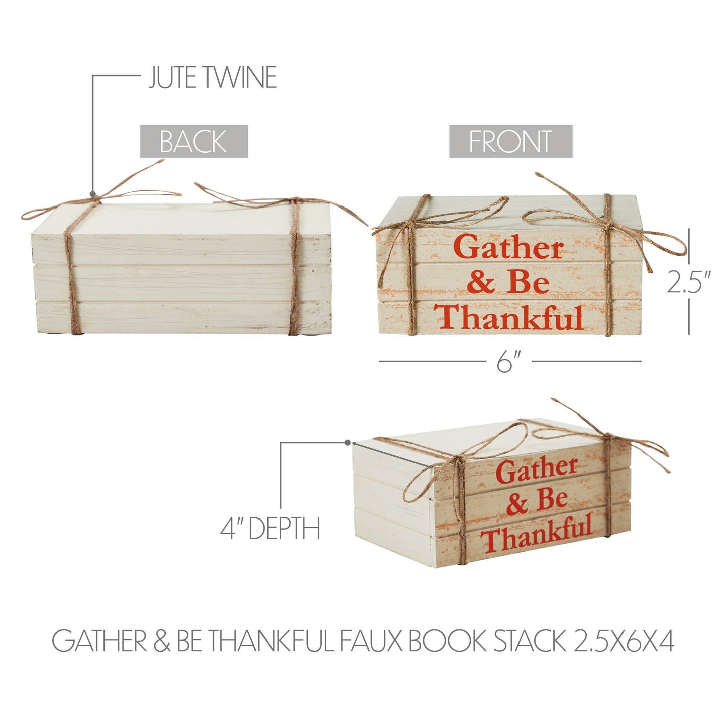 Gather & Be Thankful Faux Book Stack Farmhouse Rustic Decorative Home Accent