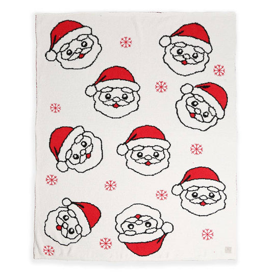 Christmas Santa Pattern Cozy Soft Throw Blanket : SANTA / ONE SIZE