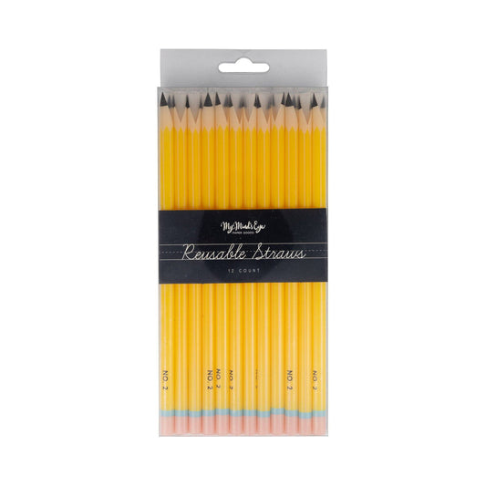 Pencil Reusable Straws 12 count