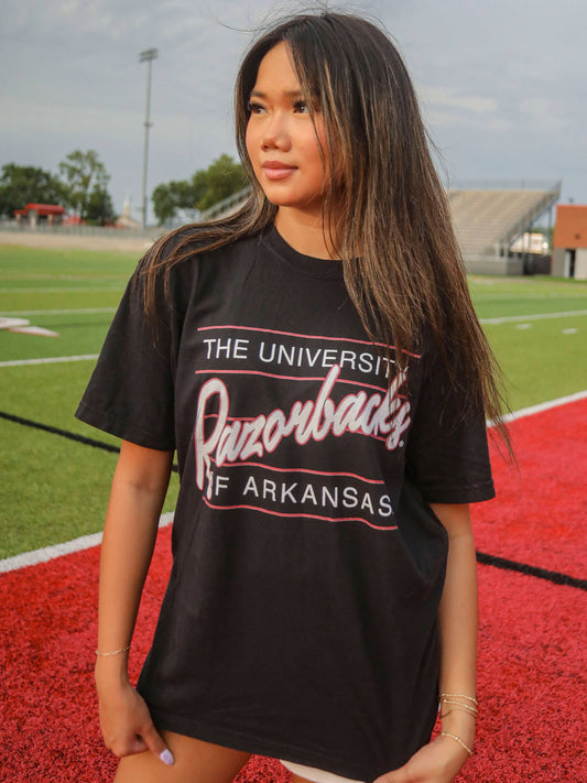 Razorbacks 80's Script Tee