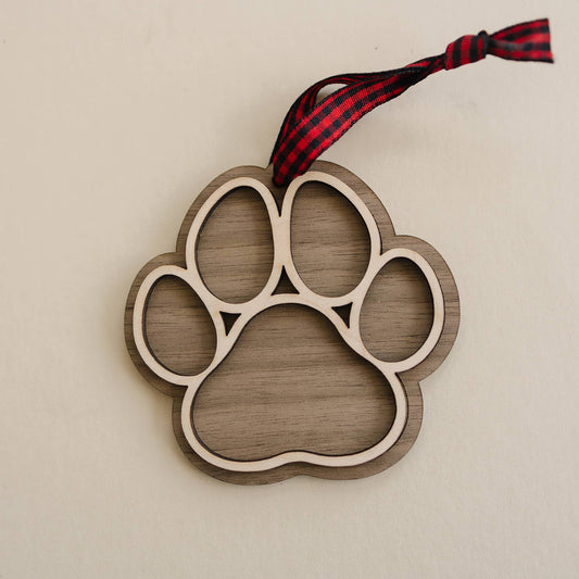 Dog Paw Christmas Holiday Ornament