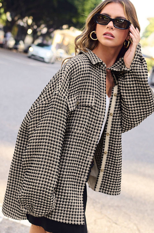 Waffle Oversized Button Down Shacket