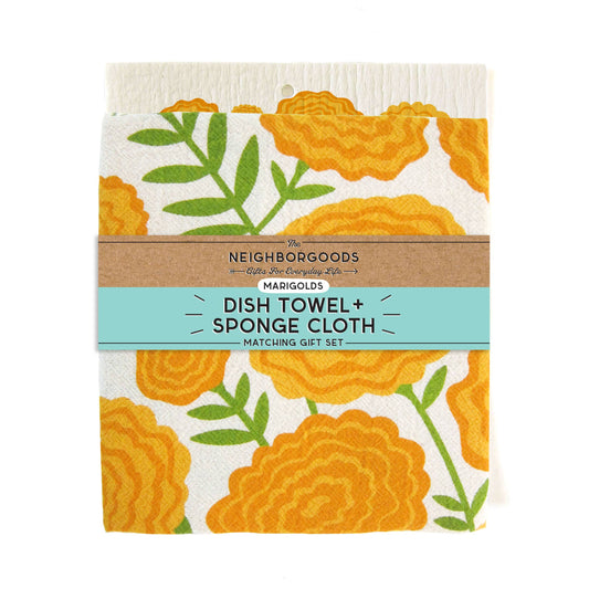 Marigold Tea Towel + Sponge Cloth Set