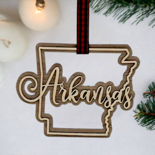 Arkansas Double Layer Christmas Holiday Ornament