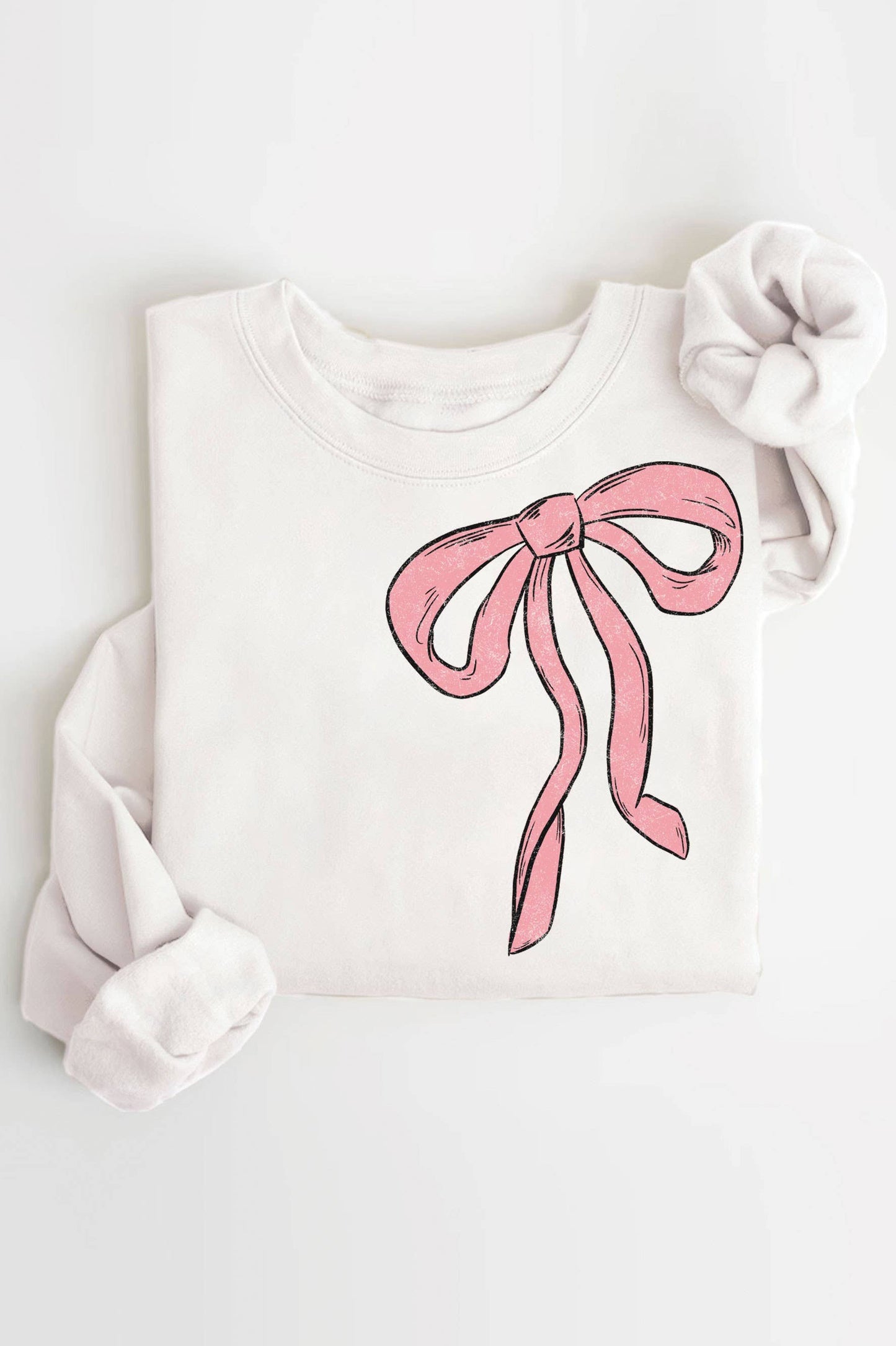 Pink Ribbon Graphic Brushed Sweatshirts