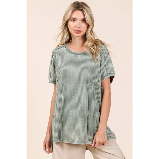 Green Waffle Knit Shirt