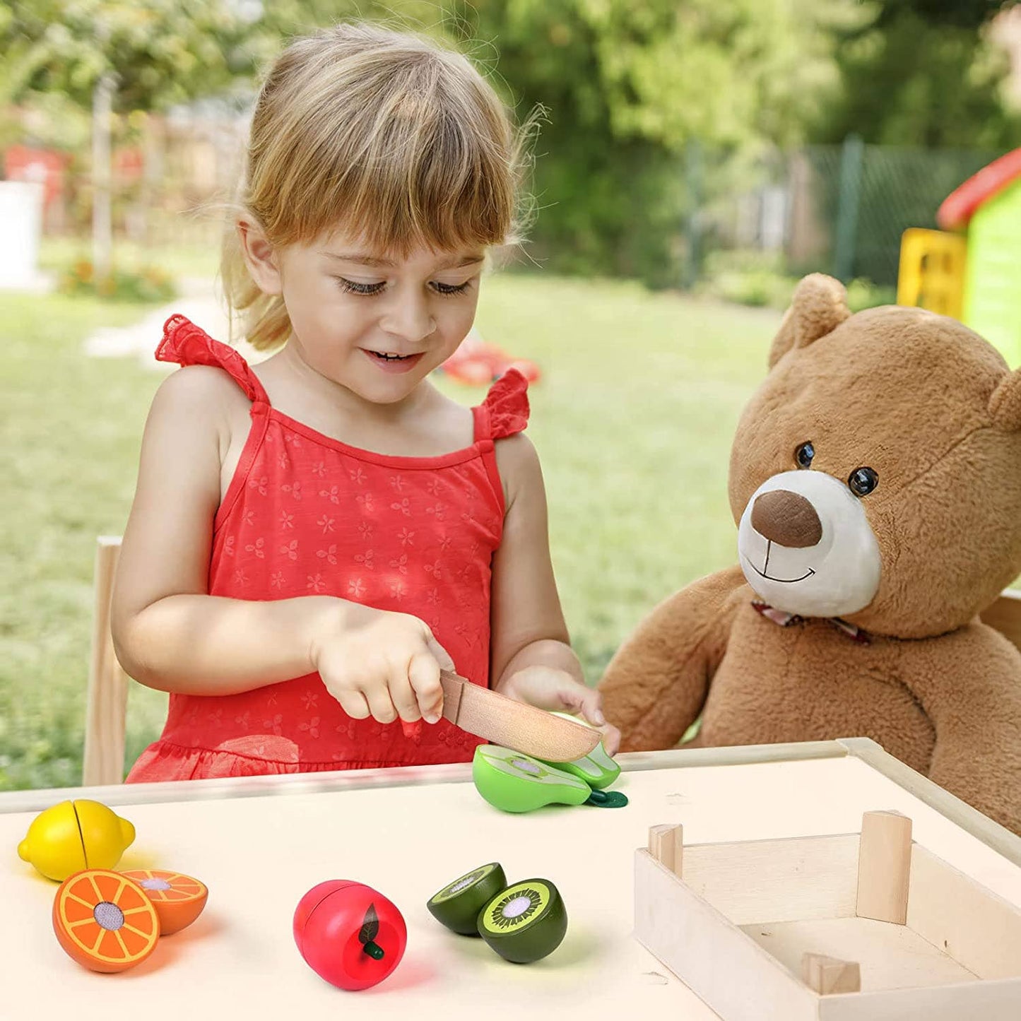 11 pcs Wooden Pretend-Play Fruit Cutting Set