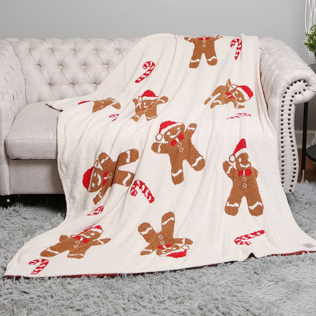 Christmas Gingerbread Cozy Soft Throw Blanket : GINGERBREAD / ONE SIZE