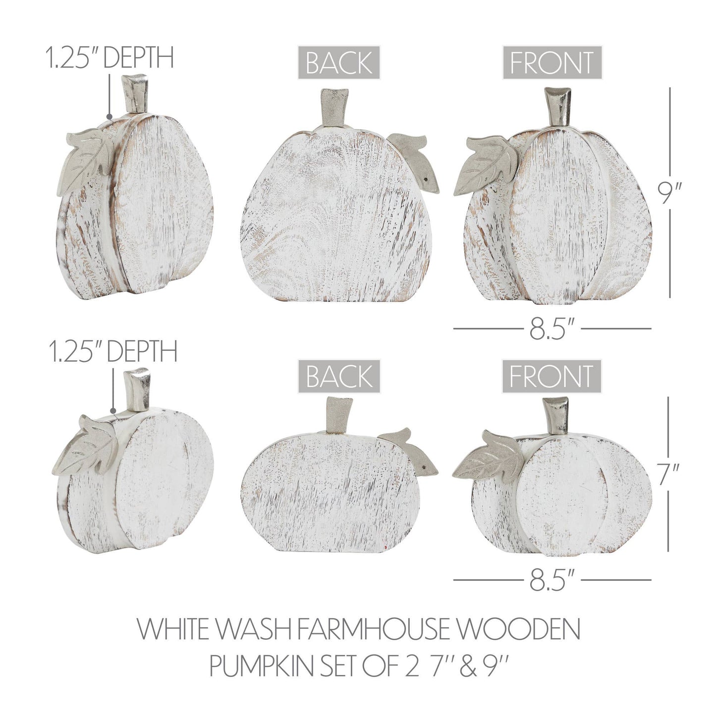 White Wash Wooden Pumpkin Set
