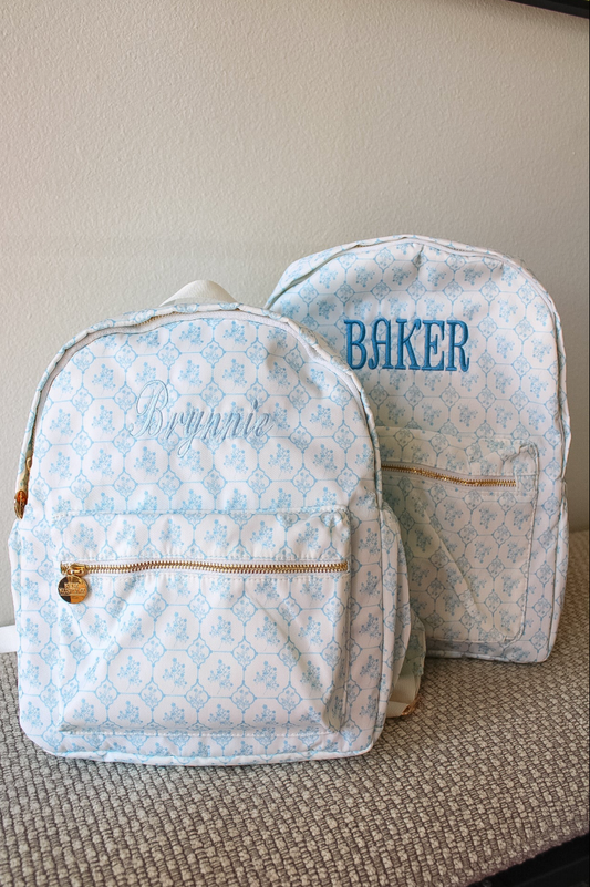 Blue Toile Backpack