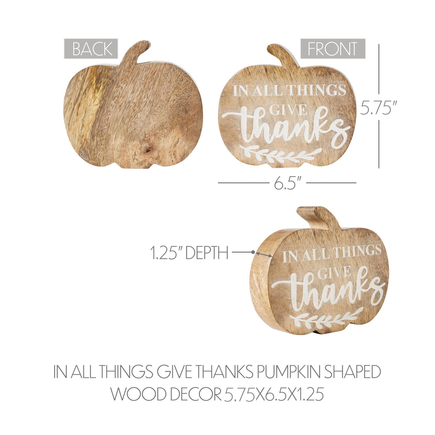 Fall Autumn Thanksgiving Rustic Wooden Pumpkin Tabletop Decor with In All Things Give Thanks Sentiment