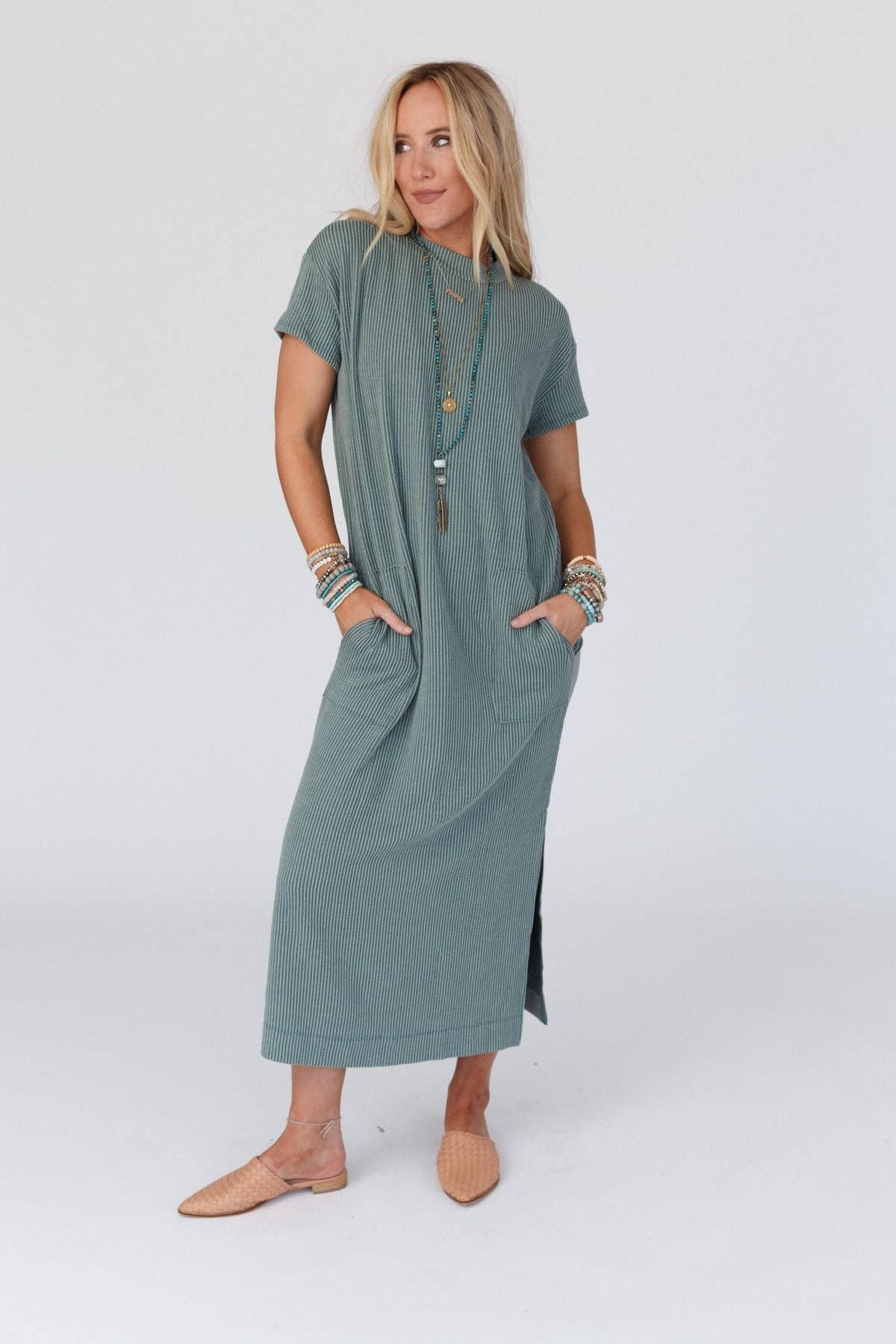 Easy Days Maxi Slit Tee Dress