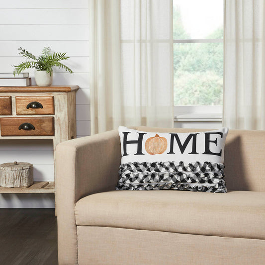 Check Pumpkin Ruffle Accent Pillow