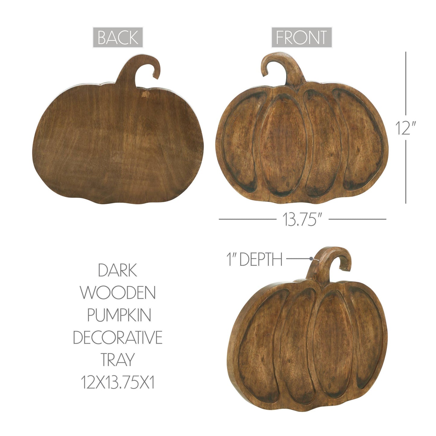 Wood Pumpkin Fall Decorative Serving Tray