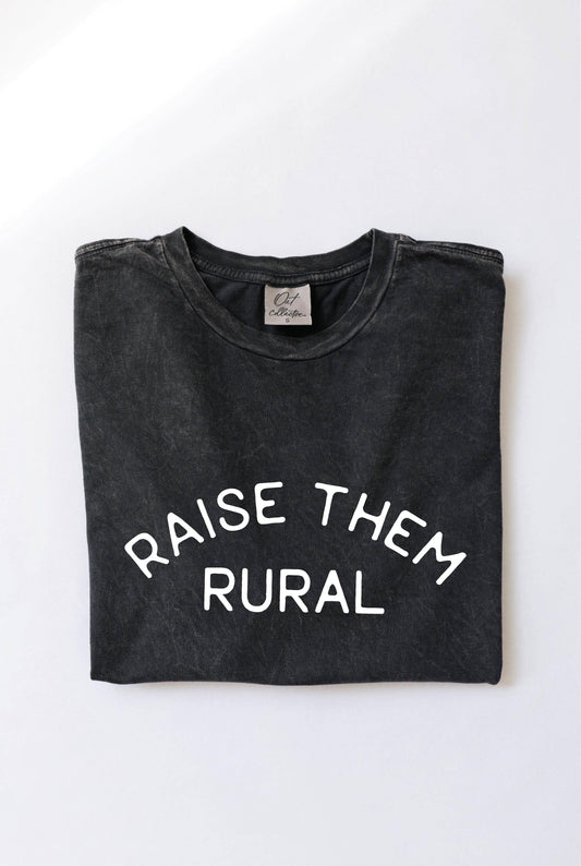 Raise Them Rural Mineral Washed Graphic Top